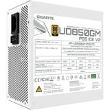 GIGABYTE GP-UD850GM PG5 ICE, PC-Netzteil weiß, 1x 12VHPWR, 3x PCIe, Kabel-Management, 850 Watt