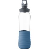 Emsa Drink2Go GLAS Trinkflasche 0,7 Liter transparent/blau, Schraubverschluss