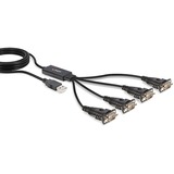Lindy USB 1.1 Adapter, USB-A Stecker > 4x Seriell RS232 Stecker schwarz, 94cm