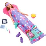 Mattel Barbie-Puppe und Welpen-Pyjama-Party-Spielset mit 2 Spielzeughunden mehr als 10 Zubehörteile, Farbwechsel