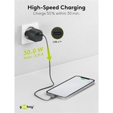 goobay Apple Lightning / USB-C PD-Ladeset 30 Watt, Ladegerät schwarz, 1 Meter Kabel, PD