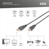 Digitus USB 2.0 Anschlusskabel USB-A (Stecker) > USB-B (Stecker) schwarz, 5 Meter