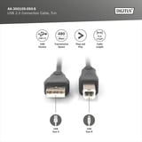 Digitus USB 2.0 Anschlusskabel USB-A (Stecker) > USB-B (Stecker) schwarz, 5 Meter