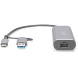 Digitus USB 3.2 Gen 1 Adapter, USB-C Stecker > RJ-45 Buchse grau, 15cm, 10/100/1.000/2.500 Mbps