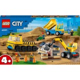 LEGO 60391 City Baufahrzeuge und Kran mit Abrissbirne, Konstruktionsspielzeug 