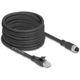 DeLOCK M12 Kabel X-kodiert 8 Pin Buchse > RJ-45 Stecker, Cat.5e S/FTP schwarz, 10 Meter, flexibel