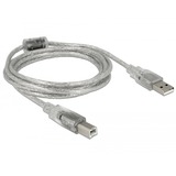 DeLOCK USB 2.0 Kabel, USB-A Stecker > USB-B Stecker transparent, 2 Meter, doppelt geschirmt