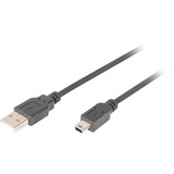 Digitus USB 2.0 Kabel, USB-A Stecker > mini USB Stecker schwarz, 1,8 Meter