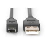 Digitus USB 2.0 Kabel, USB-A Stecker > mini USB Stecker schwarz, 1,8 Meter