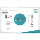 Digitus USB 2.0 Kabel, USB-A Stecker > mini USB Stecker schwarz, 1,8 Meter