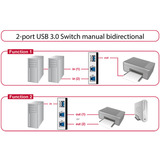DeLOCK 2 Port USB 3.0 Umschalter  , USB-Switch grau/schwarz, manuell, bidirektional