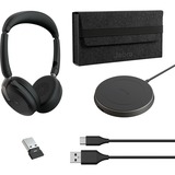 Jabra Evolve2 65 Flex Duo WLC, mit Ladepad, Headset schwarz, Stereo, Microsoft Teams, USB-A, Link380a