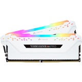 Corsair DIMM 16 GB DDR4-3600 (2x 8 GB) Dual-Kit, Arbeitsspeicher weiß, CMW16GX4M2D3600C18W, Vengeance RGB PRO, INTEL XMP