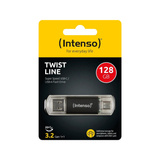 Intenso Twist Line 128 GB, USB-Stick anthrazit/transparent, USB-A 3.2 Gen 1, USB-C 3.2 Gen 1