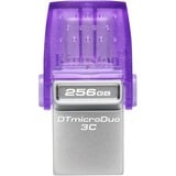 Kingston DataTraveler microDuo 3C 256 GB, USB-Stick violett/transparent, USB-A 3.2 Gen 1, USB-C 3.2 Gen 1