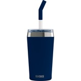 SIGG Kaffeebecher Helia Night Ink 0,45L, Thermobecher dunkelblau, mit Trinkhalm