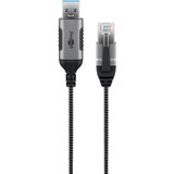 goobay Ethernet-Adapterkabel USB-A 3.2 Gen1 > RJ-45, Slim schwarz/grau, 1 Meter
