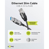 goobay Ethernet-Adapterkabel USB-A 3.2 Gen1 > RJ-45, Slim schwarz/grau, 1 Meter