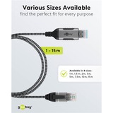 goobay Ethernet-Adapterkabel USB-A 3.2 Gen1 > RJ-45, Slim schwarz/grau, 1 Meter