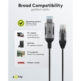 goobay Ethernet-Adapterkabel USB-A 3.2 Gen1 > RJ-45, Slim schwarz/grau, 1 Meter