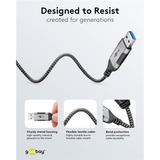 goobay Ethernet-Adapterkabel USB-A 3.2 Gen1 > RJ-45, Slim schwarz/grau, 1 Meter