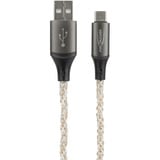Ansmann USB-A auf USB Typ-C Kabel schwarz/transparent, 1 Meter, mit LED 