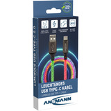 Ansmann USB-A auf USB Typ-C Kabel schwarz/transparent, 1 Meter, mit LED 