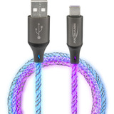 Ansmann USB-A auf USB Typ-C Kabel schwarz/transparent, 1 Meter, mit LED 