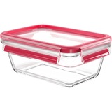 Emsa CLIP & CLOSE Glas-Frischhaltedose 0,85 Liter transparent/rot, rechteckig