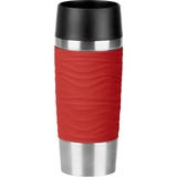 Emsa TRAVEL MUG Waves Thermobecher 0,36 Liter rot/edelstahl, Quick Press Verschluss