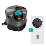 GARDENA Bewässerungssystem AquaPrecise, oberirdisch, Sprinklersystem grau/türkis, mit Montageplatte und Schlauchanschluss