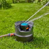 GARDENA Bewässerungssystem AquaPrecise, oberirdisch, Sprinklersystem grau/türkis, mit Montageplatte und Schlauchanschluss