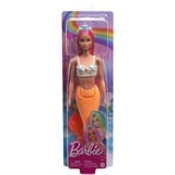 Mattel Barbie Meerjungfrau mit pinkem Haar, orangefarbener Schwanzflosse und Haarband, Puppe orange