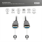 Digitus HDMI AOC Hybrid Glasfaserkabel, UHD 4K schwarz, 15 Meter