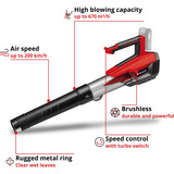EINHELL Professional  Akku-Laubbläser GP-LB 18/200 LI  rot/schwarz, 1x Li-Ion-Akku 4,0 Ah Plus, mit Dachrinnen-Reinigungsset