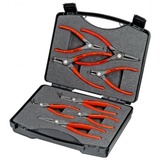 KNIPEX Werkzeug-Box "SRZ" Sicherungsringzangen-Set rot/schwarz, 8-teilig, gerade / abgewinkelt, im Koffer