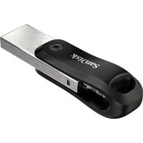 SanDisk iXpand Go 64 GB, USB-Stick schwarz/silber, USB-A 3.2 Gen 1, Apple Lightning Connector