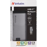 Verbatim USB-C Multiport-Hub, Dockingstation grau, HDMI, USB-A, RJ-45