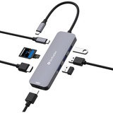 Verbatim USB-C Pro Multiport-Hub CMH-08, 8 Port, Dockingstation grau, 2x HDMI, 3x USB-A, USB-C PD, SD, microSD