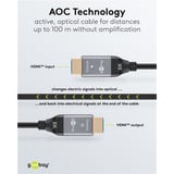 goobay Optisches Hybrid Ultra High-Speed HDMI Kabel (AOC) 8K / 60Hz schwarz/grau, 50 Meter, 48 Gbit/s