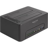 DeLOCK Dual Dockingstation für 2 x SATA HDD / SSD schwarz, mit Klon Funktion, Card Reader, USB-A