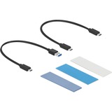 DeLOCK Externes USB Type-C Combo Gehäuse für M.2 NVMe PCIe oder SATA SSD, Laufwerksgehäuse schwarz, werkzeugfrei