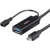 Lindy USB 3.2 Gen 1 Aktivverlängerungskabel, USB-C Stecker > USB-A Buchse schwarz, 3 Meter