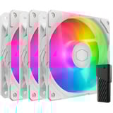 Cooler Master SickleFlow Edge 120 ARGB White Edition Fan Kit, Gehäuselüfter weiß, 3er-Pack, mit A1 Mini LED Controller, 120 mm