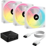 Corsair iCUE LINK QX120 RGB 120-mm-PWM-Lüfter, Gehäuselüfter weiß, Starter-Kit, 120 mm