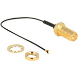 DeLOCK Antennenkabel RP-SMA (Buchse zum Einbau) > MHF 4 (Stecker), Adapter grau/gold, 10cm