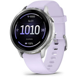 Garmin Venu 4 - 41 mm, Smartwatch silber/grau, Silikon-Armband in lavendelblau