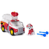Spin Master Paw Patrol Fire Rescue - Marshalls Feuerwehr-Fahrzeug, Spielfahrzeug mit kippbarer Leiter, Geschoss-Abwurf und Marshall Hundefigur