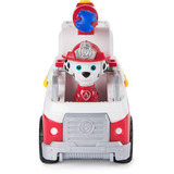 Spin Master Paw Patrol Fire Rescue - Marshalls Feuerwehr-Fahrzeug, Spielfahrzeug mit kippbarer Leiter, Geschoss-Abwurf und Marshall Hundefigur
