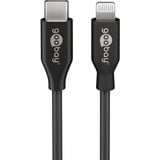 goobay Apple Lightning / USB-C PD-Ladeset nano 20 Watt, Ladegerät schwarz, PD, 1 Meter Kabel